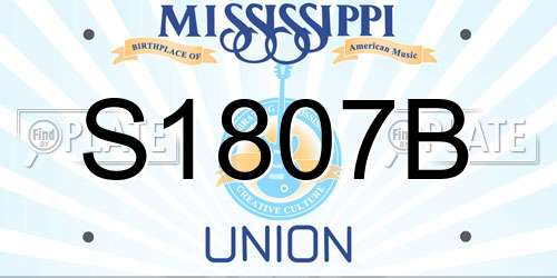 S1807B Mississippi License Plate