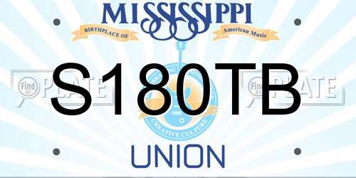 S180TB Mississippi License Plate