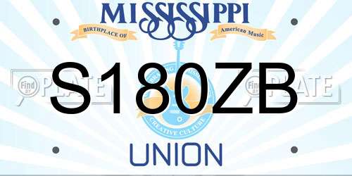 S180ZB Mississippi License Plate