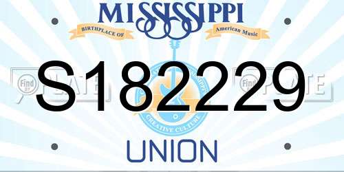 S182229 Mississippi License Plate