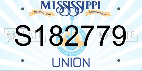 S182779 Mississippi License Plate