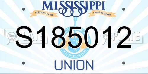 S185012 Mississippi License Plate