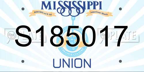 S185017 Mississippi License Plate