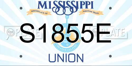 S1855E Mississippi License Plate