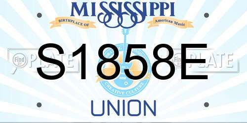 S1858E Mississippi License Plate