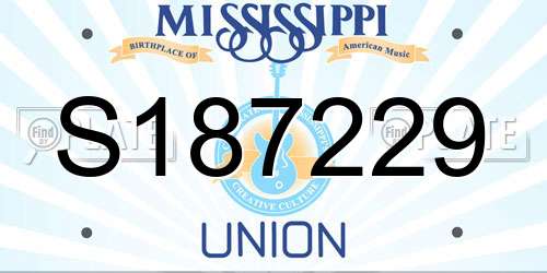 S187229 Mississippi License Plate