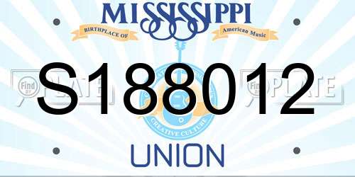 S188012 Mississippi License Plate