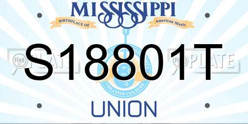 S18801T Mississippi License Plate