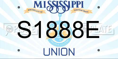 S1888E Mississippi License Plate