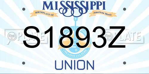 S1893Z Mississippi License Plate