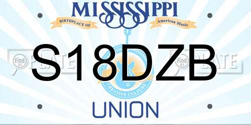 S18DZB Mississippi License Plate