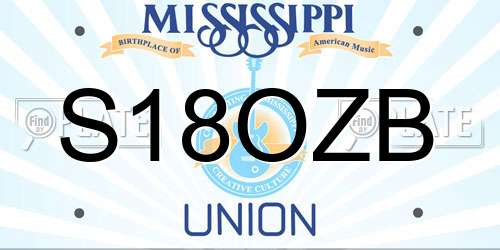 S18OZB Mississippi License Plate