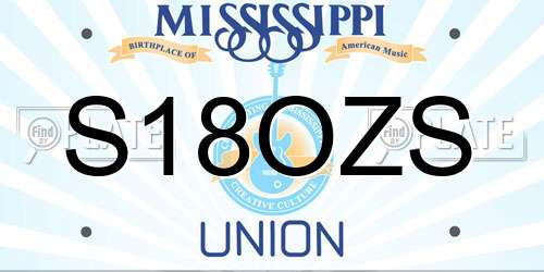 S18OZS Mississippi License Plate