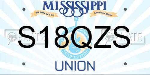 S18QZS Mississippi License Plate