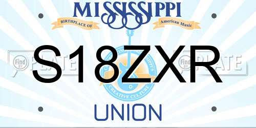 S18ZXR Mississippi License Plate