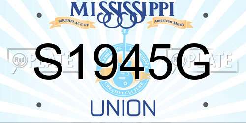 S1945G Mississippi License Plate