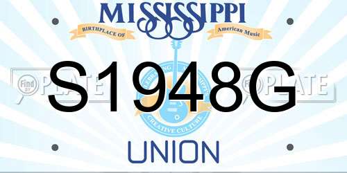 S1948G Mississippi License Plate