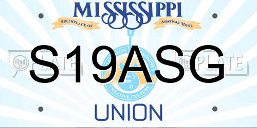 S19ASG Mississippi License Plate