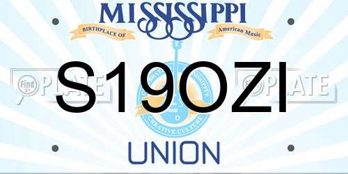 S19OZI Mississippi License Plate