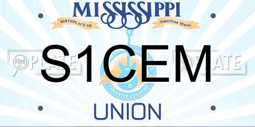S1CEM Mississippi License Plate