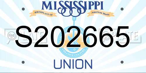 S202665 Mississippi License Plate