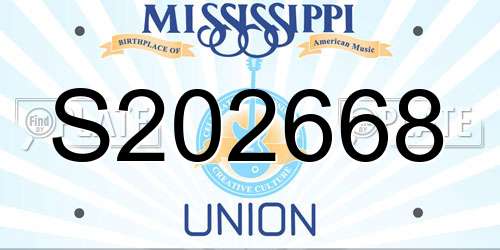 S202668 Mississippi License Plate