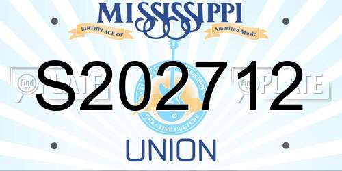 S202712 Mississippi License Plate