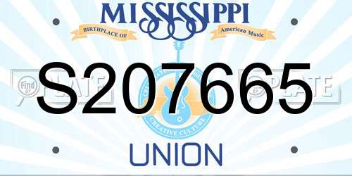 S207665 Mississippi License Plate