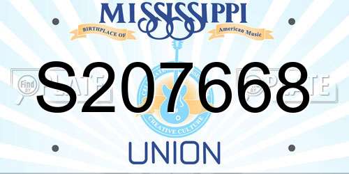 S207668 Mississippi License Plate