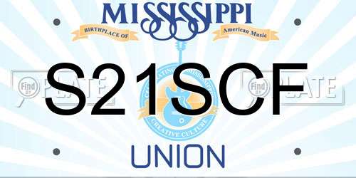S21SCF Mississippi License Plate