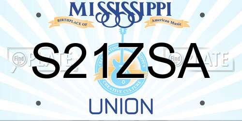 S21ZSA Mississippi License Plate