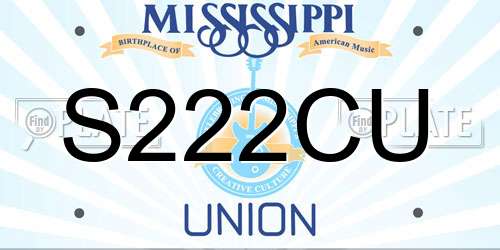 S222CU Mississippi License Plate