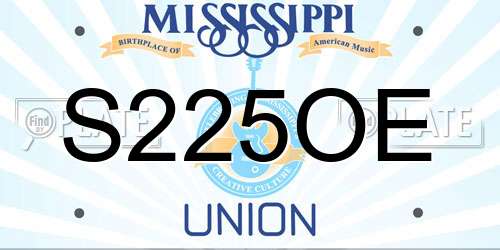 S225OE Mississippi License Plate