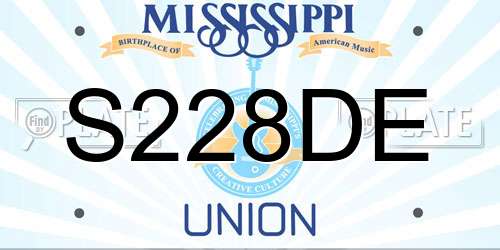 S228DE Mississippi License Plate