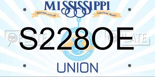 S228OE Mississippi License Plate