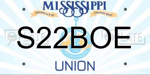 S22BOE Mississippi License Plate