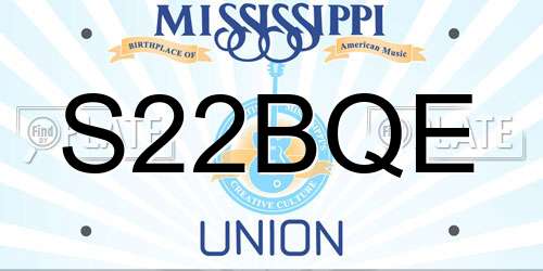 S22BQE Mississippi License Plate