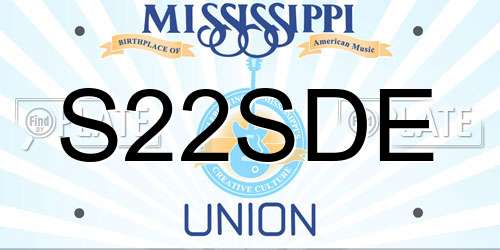 S22SDE Mississippi License Plate