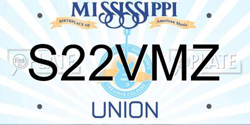 S22VMZ Mississippi License Plate