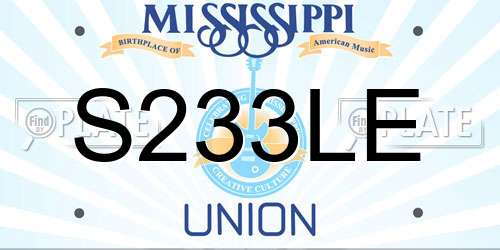 S233LE Mississippi License Plate