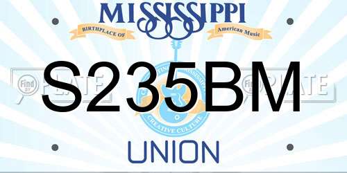 S235BM Mississippi License Plate