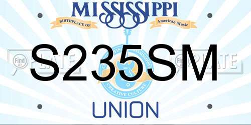 S235SM Mississippi License Plate