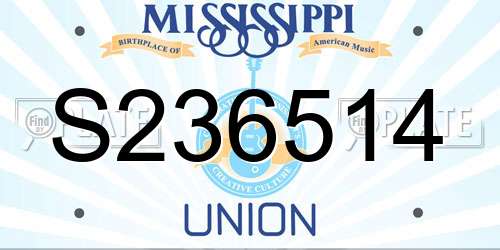 S236514 Mississippi License Plate