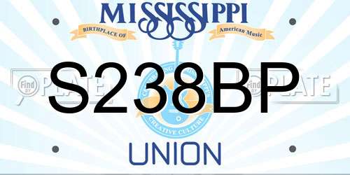 S238BP Mississippi License Plate