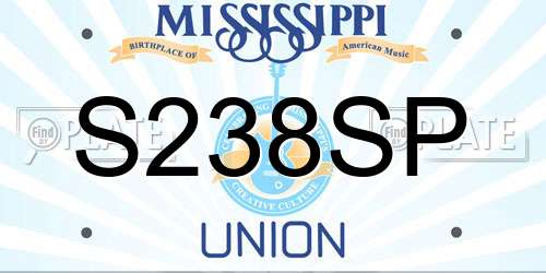 S238SP Mississippi License Plate