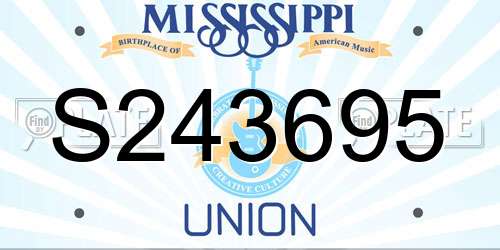 S243695 Mississippi License Plate