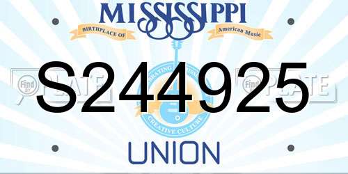 S244925 Mississippi License Plate