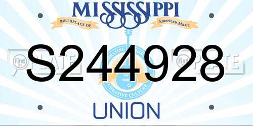 S244928 Mississippi License Plate