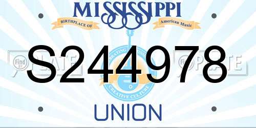 S244978 Mississippi License Plate