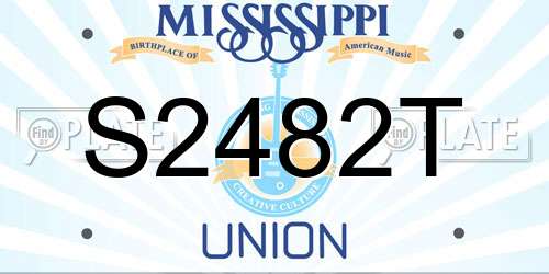 S2482T Mississippi License Plate